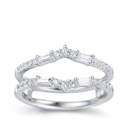1/2 ct. tw. Round & Baguette Diamond Ring Enhancer in 14K White Gold
