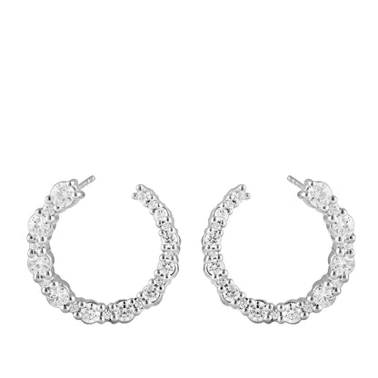 Adamante 1-1/2 ct. tw. Lab-Grown Diamond Graduated Front Facing Hoop Earrings in 14K White Gold