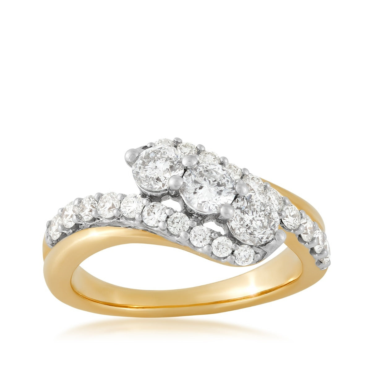 3-Stone 1-1/4 ct. tw. Diamond Bypass Anniversary Ring in 14K Yellow Gold