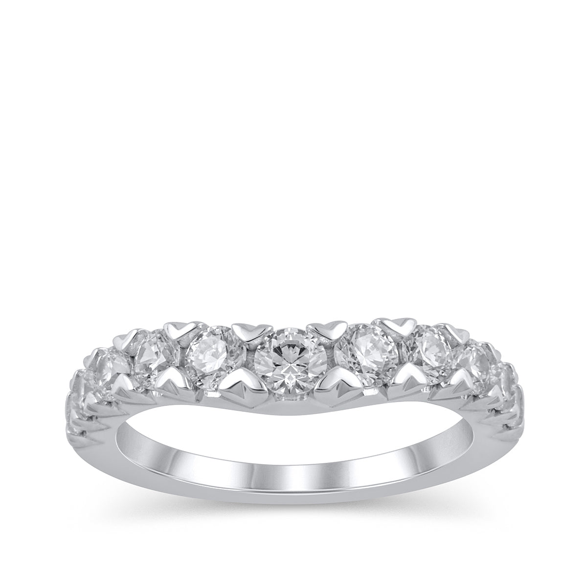 Adamante 1 ct. tw. Lab-Grown 11-Stone Diamond Contour Anniversary Ring in 14K White Gold
