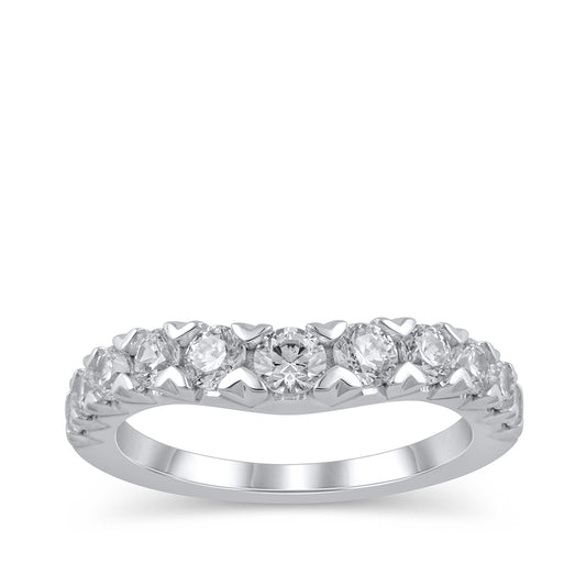 Adamante 1 ct. tw. Lab-Grown 11-Stone Diamond Contour Anniversary Ring in 14K White Gold