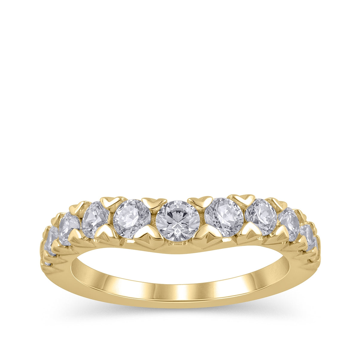 Adamante 1 ct. tw. Lab-Grown 11-Stone Diamond Contour Anniversary Ring in 14K Yellow Gold