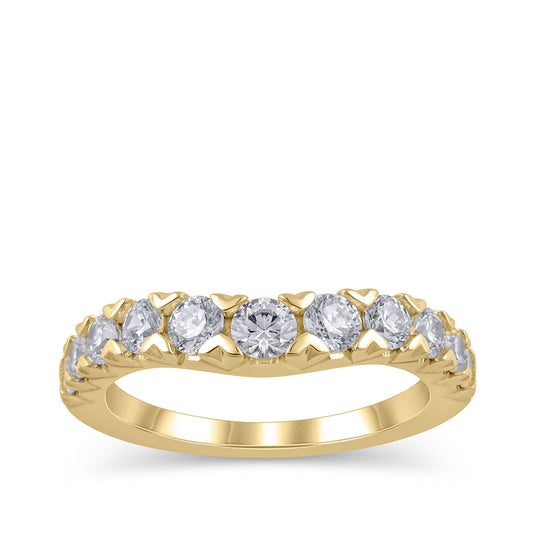 Adamante 1 ct. tw. Lab-Grown 11-Stone Diamond Contour Anniversary Ring in 14K Yellow Gold