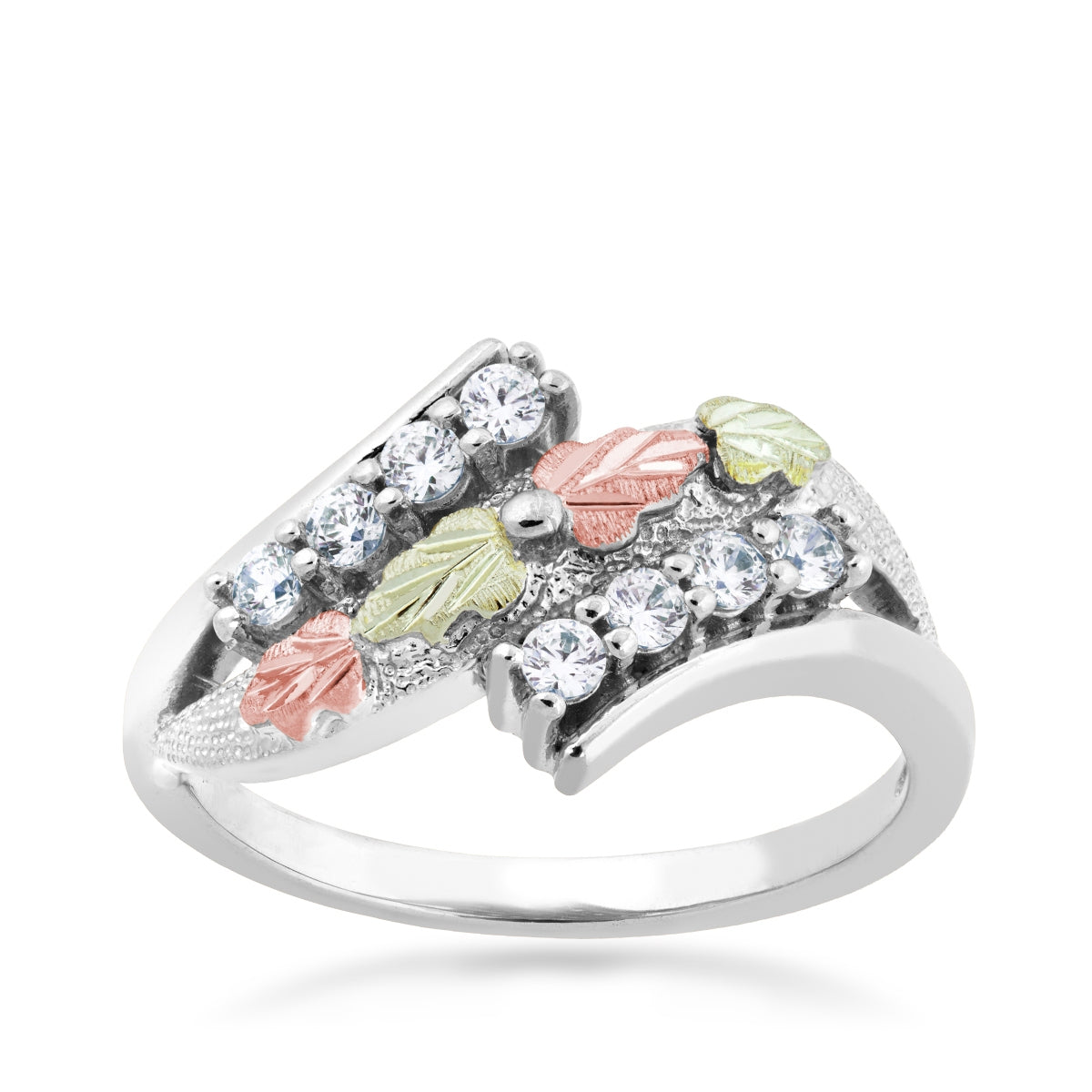 Black Hills Gold Cubic Zirconia Bypass Ring in Sterling Silver