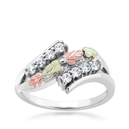 Black Hills Gold Cubic Zirconia Bypass Ring in Sterling Silver