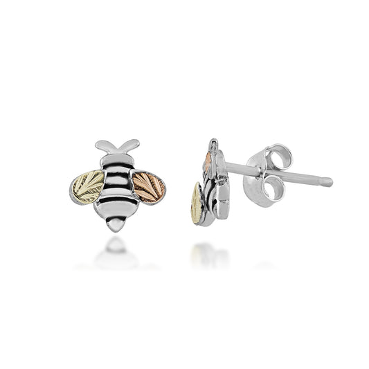 Black Hills Gold Bee Earrings in Sterling Silver