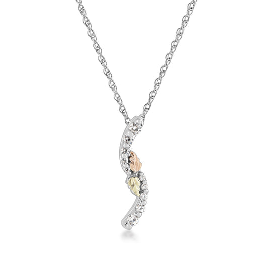 Black Hills Gold Cubic Zirconia Curve Journey Pendant in Sterling Silver