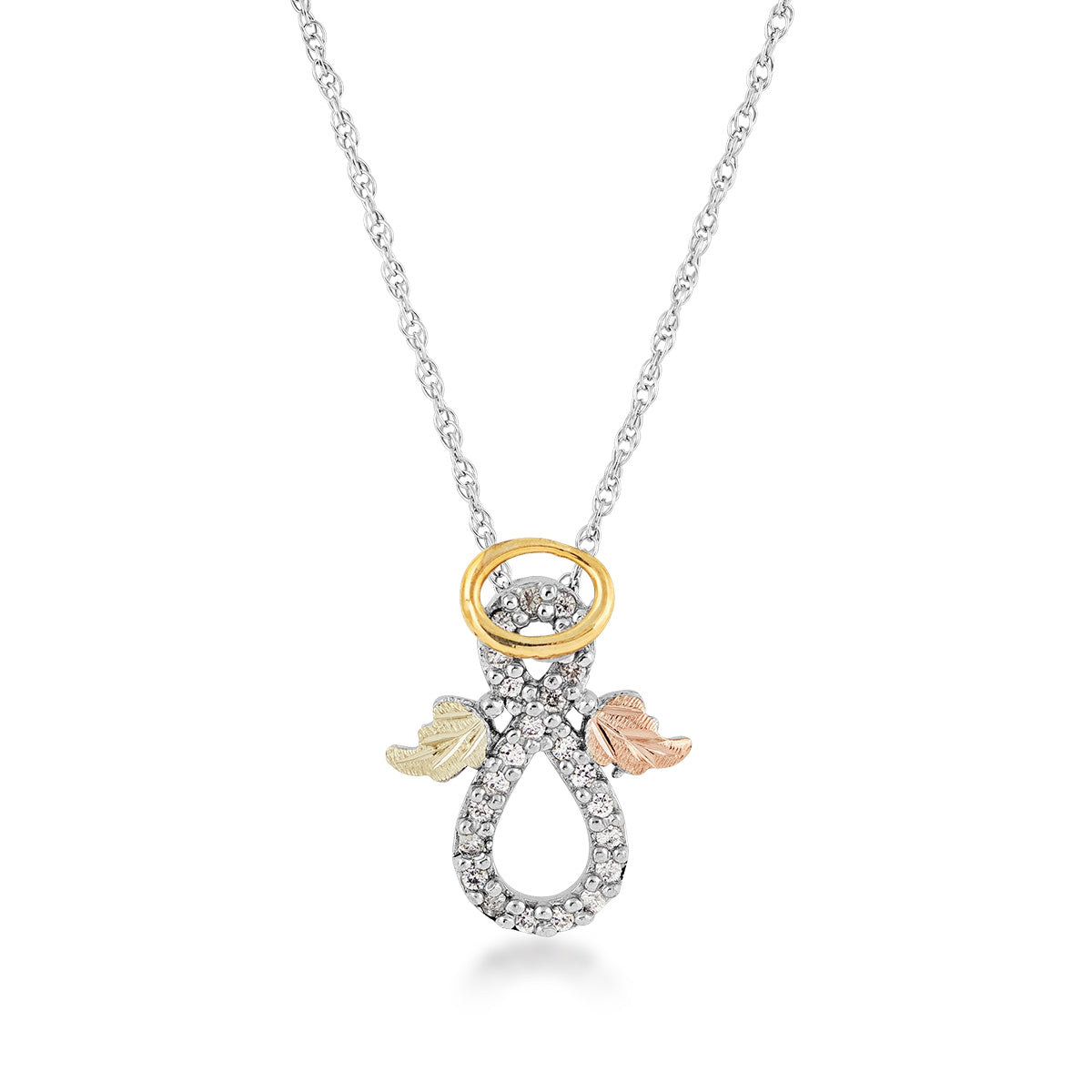 Black Hills Gold Halo Infinity Angel Pendant in Sterling Silver & 10K Yellow Gold Plating