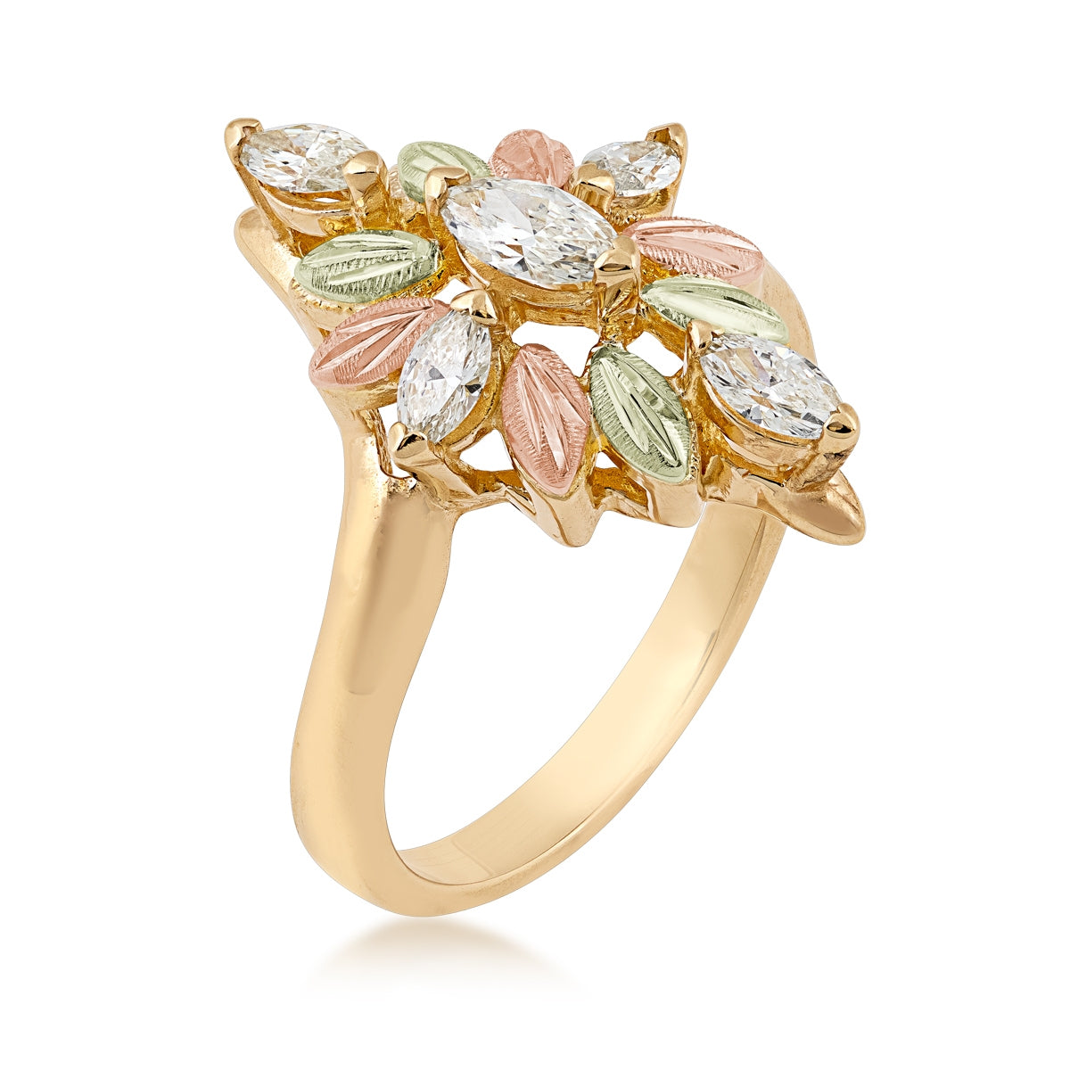 Black Hills Gold 1/2 ct. tw. Marquise Diamond Bypass Anniversary Ring in 10K Yellow Gold front view