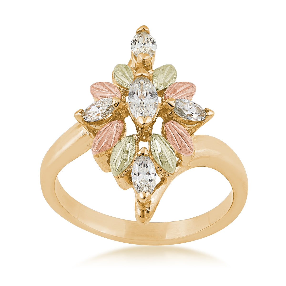 Black Hills Gold 1/2 ct. tw. Marquise Diamond Bypass Anniversary Ring in 10K Yellow Gold