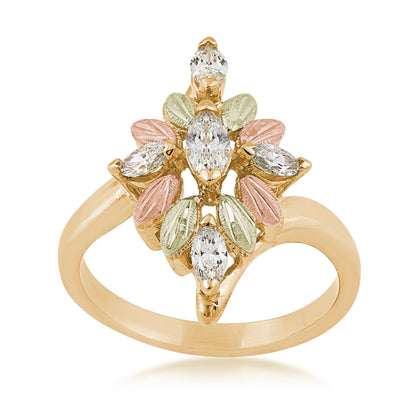 Black Hills Gold 1/2 ct. tw. Marquise Diamond Bypass Anniversary Ring in 10K Yellow Gold