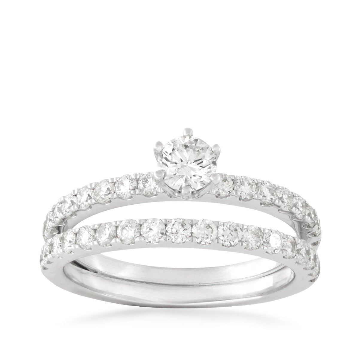 Natural 1 ct. tw. Round Brilliant Diamond Wedding Set in 10K White Gold