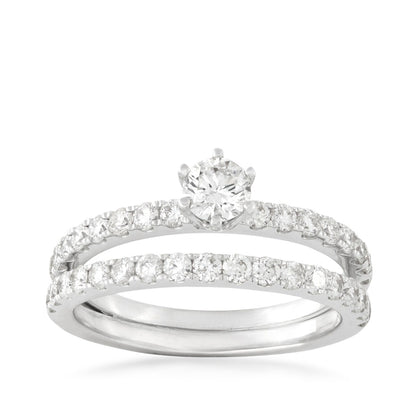 Natural 1 ct. tw. Round Brilliant Diamond Wedding Set in 10K White Gold