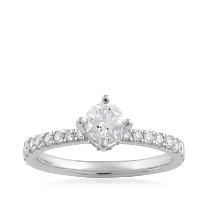 Timeless 1 ct. tw. Round Brilliant Diamond Hidden Halo Engagement Ring in 14K White Gold