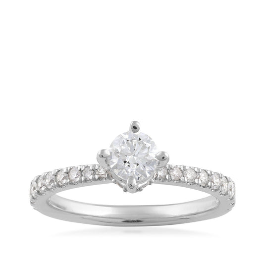 Timeless 1 ct. tw. Round Brilliant Diamond Hidden Halo Engagement Ring in 14K White Gold