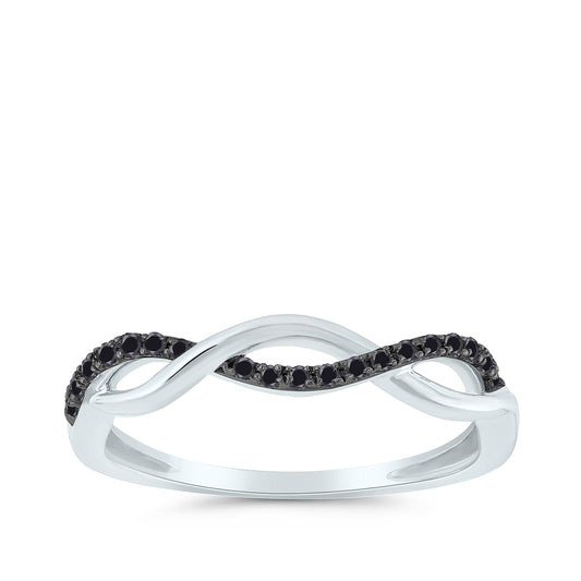 1/10 ct. tw. Treated Black Diamond Twist Ring in Sterling Silver