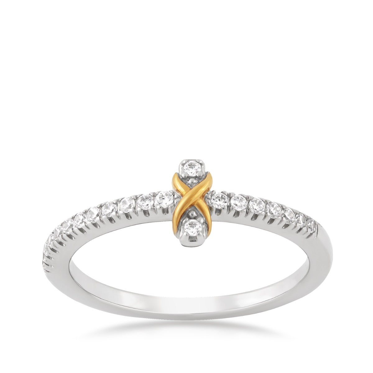 Infinite Love 1/6 ct. tw. Diamond Infinity Cross Ring in Sterling Silver & 10K Yellow Gold