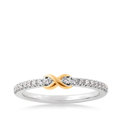 Infinite Love 1/7 ct. tw. Diamond Infinity Ring in Sterling Silver & 10K Yellow Gold