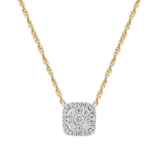 Fairytale Diamonds 1/4 ct. tw. Diamond Cushion Cluster Halo Pendant in 10K Yellow Gold