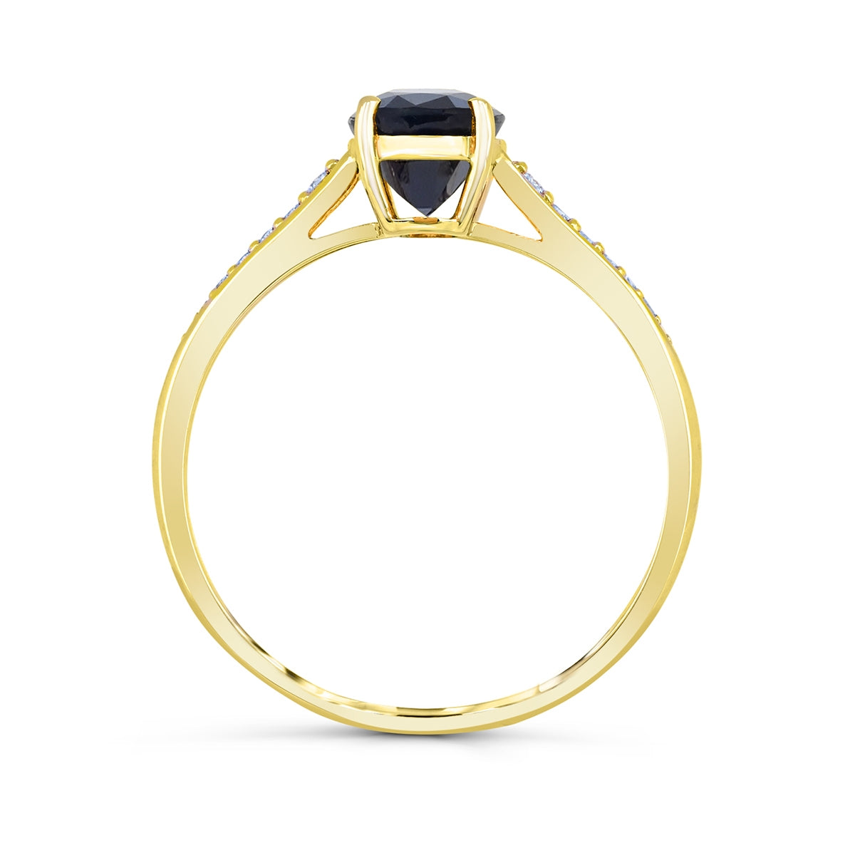 Oval Sapphire & Diamond Accent Ring in 10K Yellow Gold close-up detail