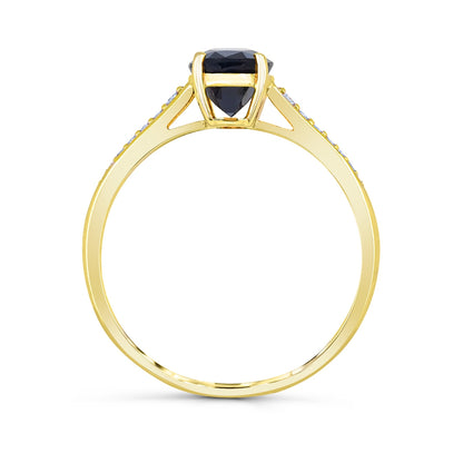 Oval Sapphire & Diamond Accent Ring in 10K Yellow Gold close-up detail