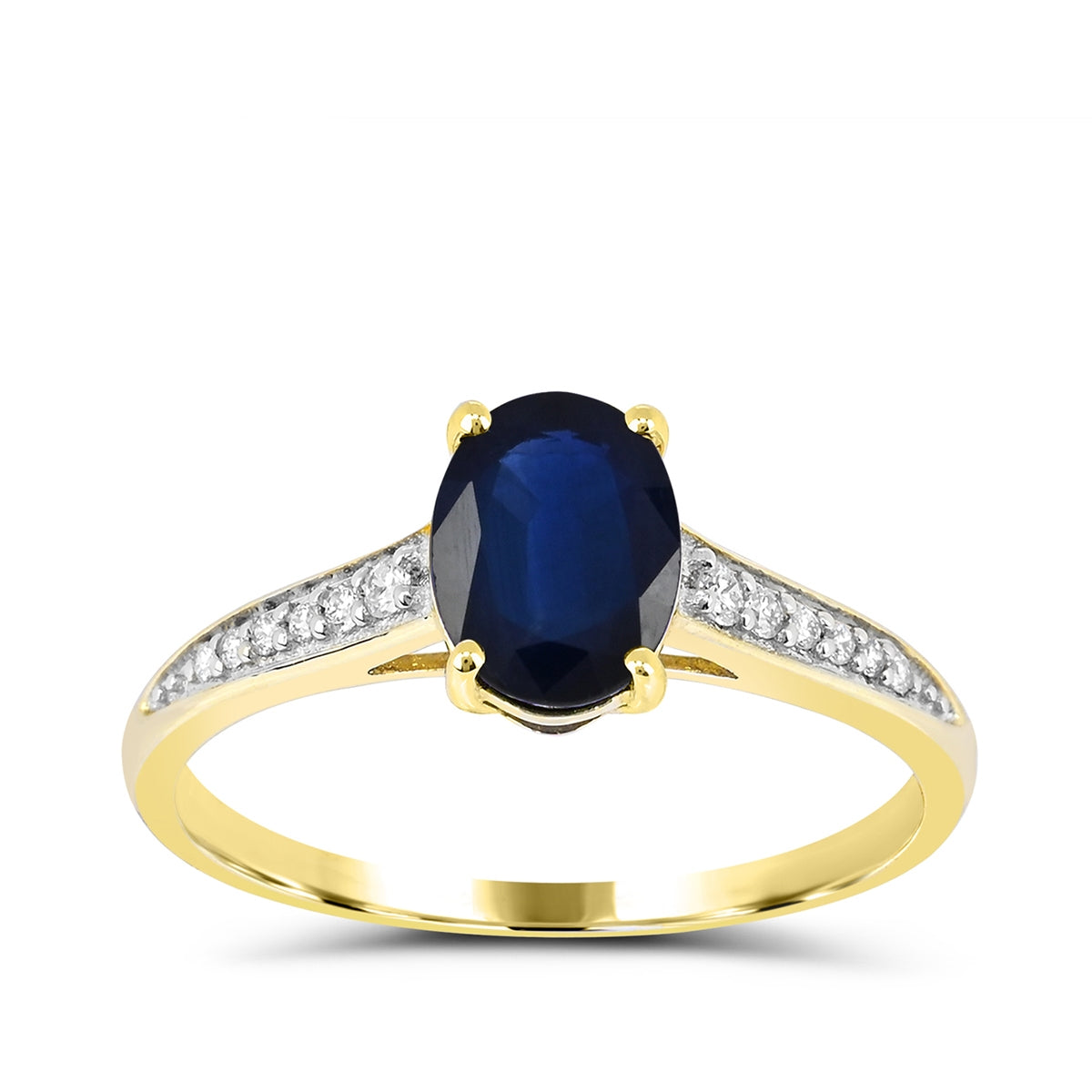 Oval Sapphire & Diamond Accent Ring in 10K Yellow Gold