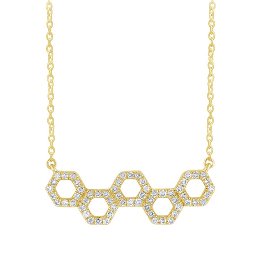 1/4 ct. tw. Diamond Honeycomb Necklace in 10K Yellow Gold