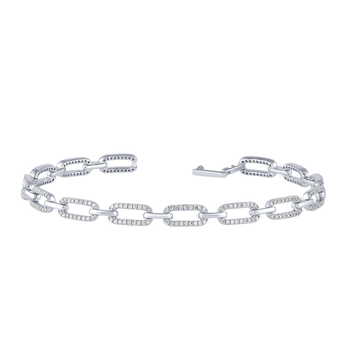 1 ct. tw. Diamond 7-inch Paperclip Bracelet in 14K White Gold