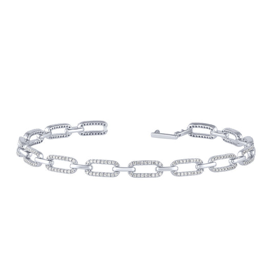 1 ct. tw. Diamond 7-inch Paperclip Bracelet in 14K White Gold