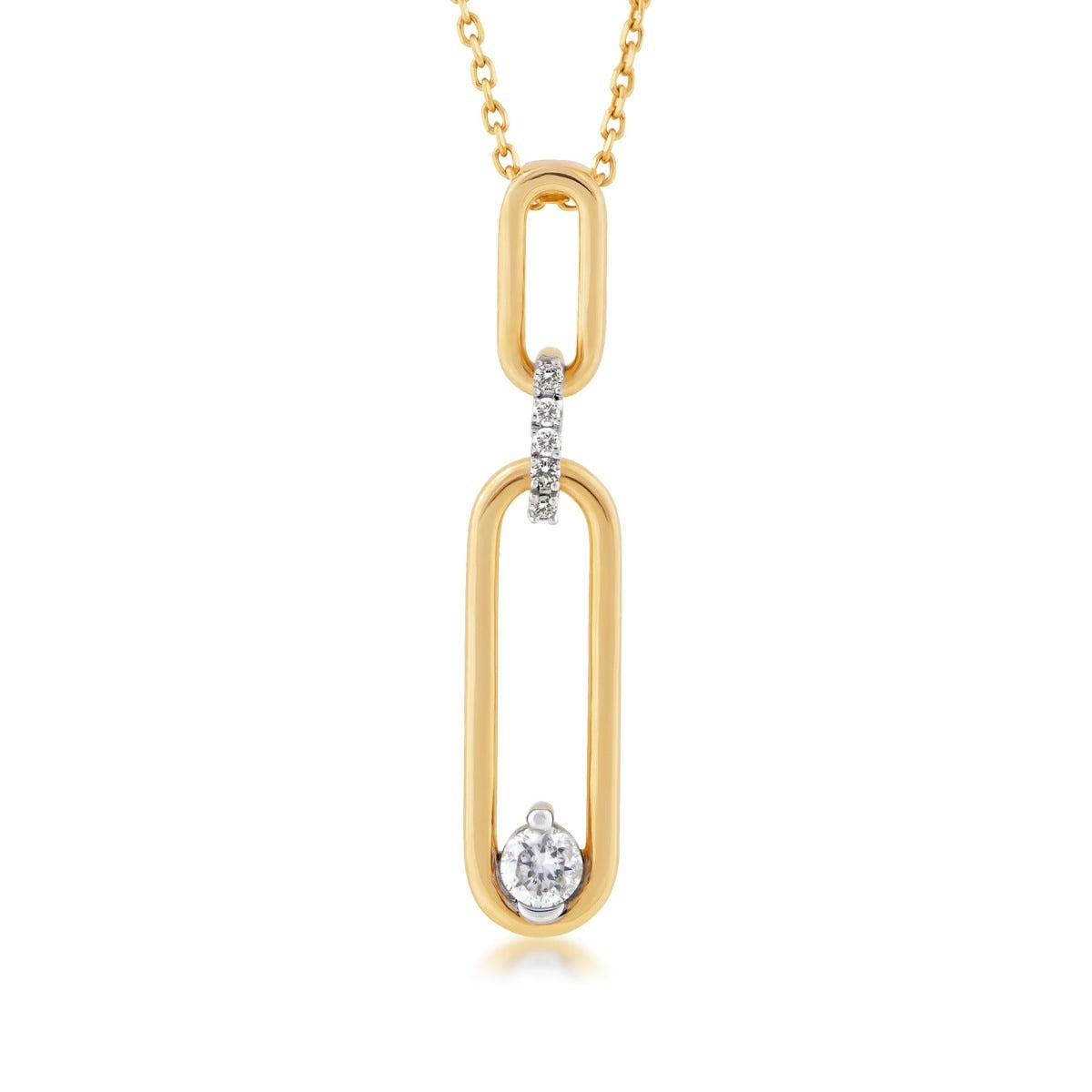 Demi Fine 1/10 ct. tw. Diamond Paperclip Dangle Pendant in 10K Yellow Gold