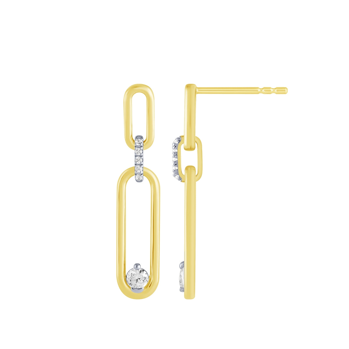 Demi Fine 1/5 ct. tw. Diamond Paperclip Dangle Earrings in 10K Yellow Gold