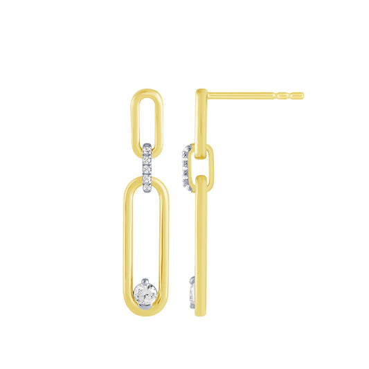 Demi Fine 1/5 ct. tw. Diamond Paperclip Dangle Earrings in 10K Yellow Gold