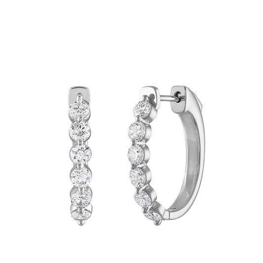 1 ct. tw. Diamond Hoop Earrings in 14K White Gold