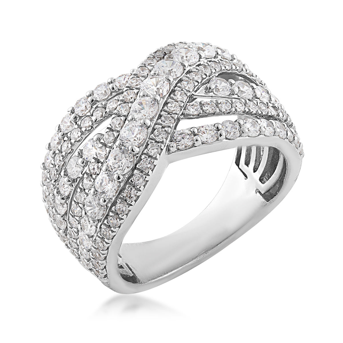 Adamante 2 ct. tw. Lab-Grown Diamond Crossover Ring in 10K White Gold front view