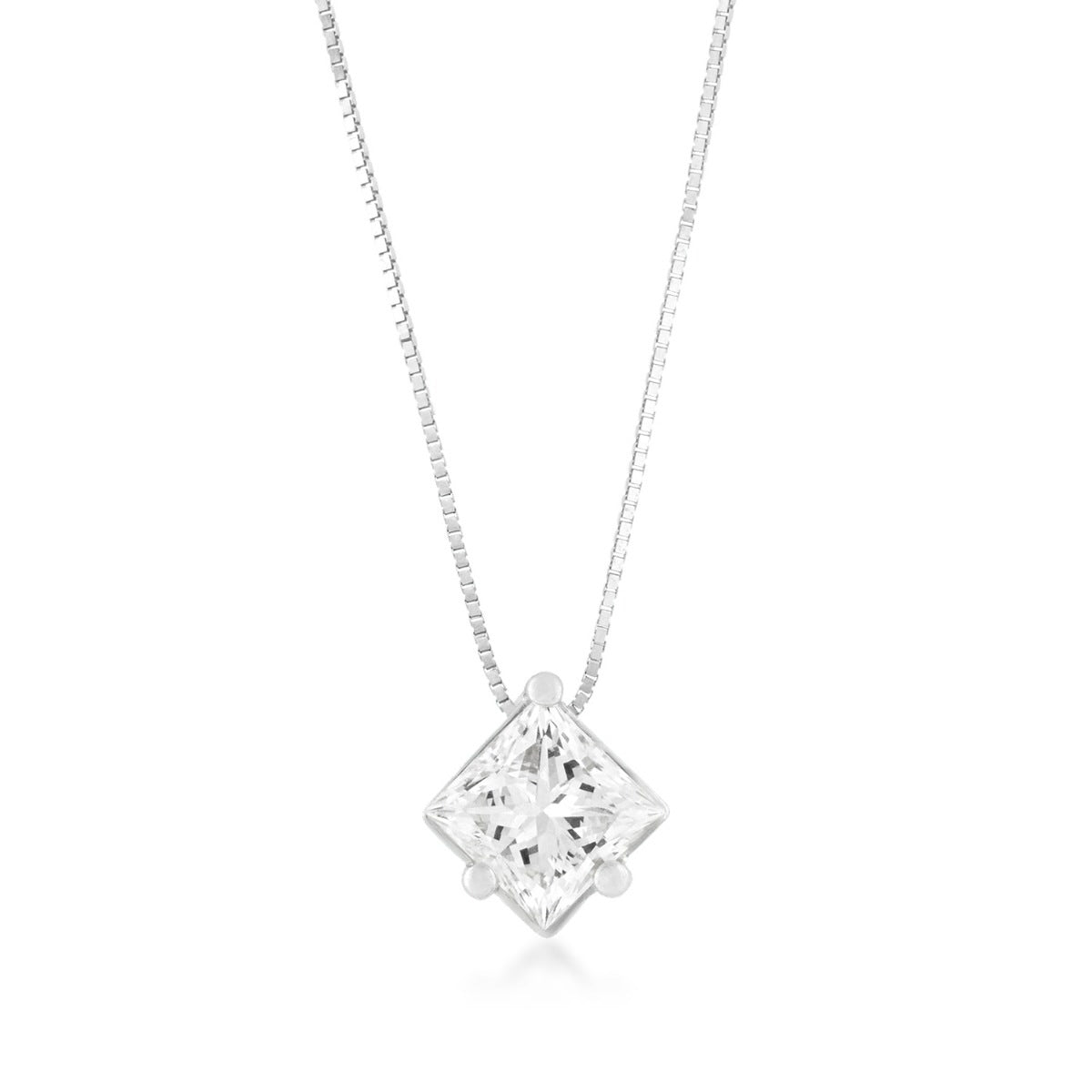 Adamante 1 ct. tw. Lab-Grown Princess Cut Diamond Solitaire Pendant in 14K White Gold