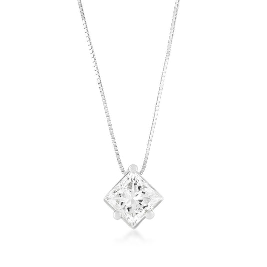 Adamante 1 ct. tw. Lab-Grown Princess Cut Diamond Solitaire Pendant in 14K White Gold