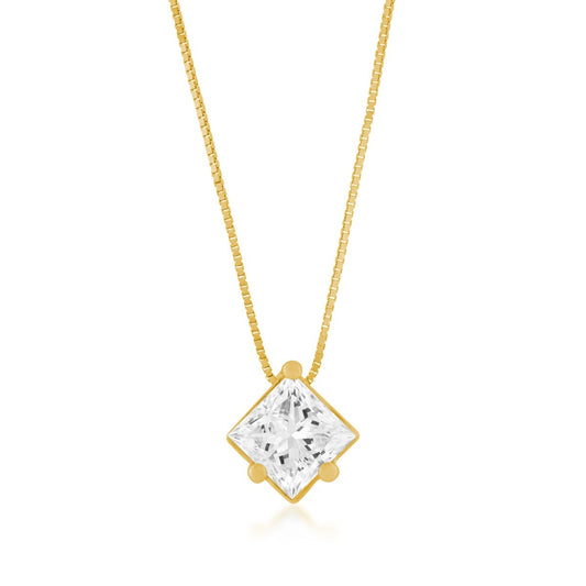Adamante 1 ct. tw. Lab-Grown Princess Cut Diamond Solitaire Pendant in 14K Yellow Gold