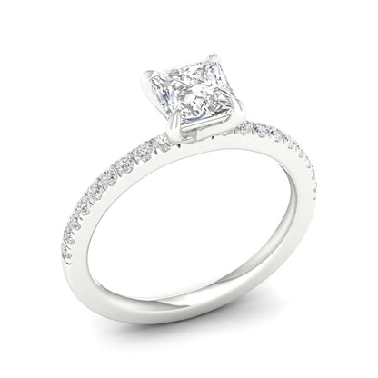 Natural 1-1/4 ct. tw. Princess Cut Diamond Engagement Ring in 14K White Gold front view