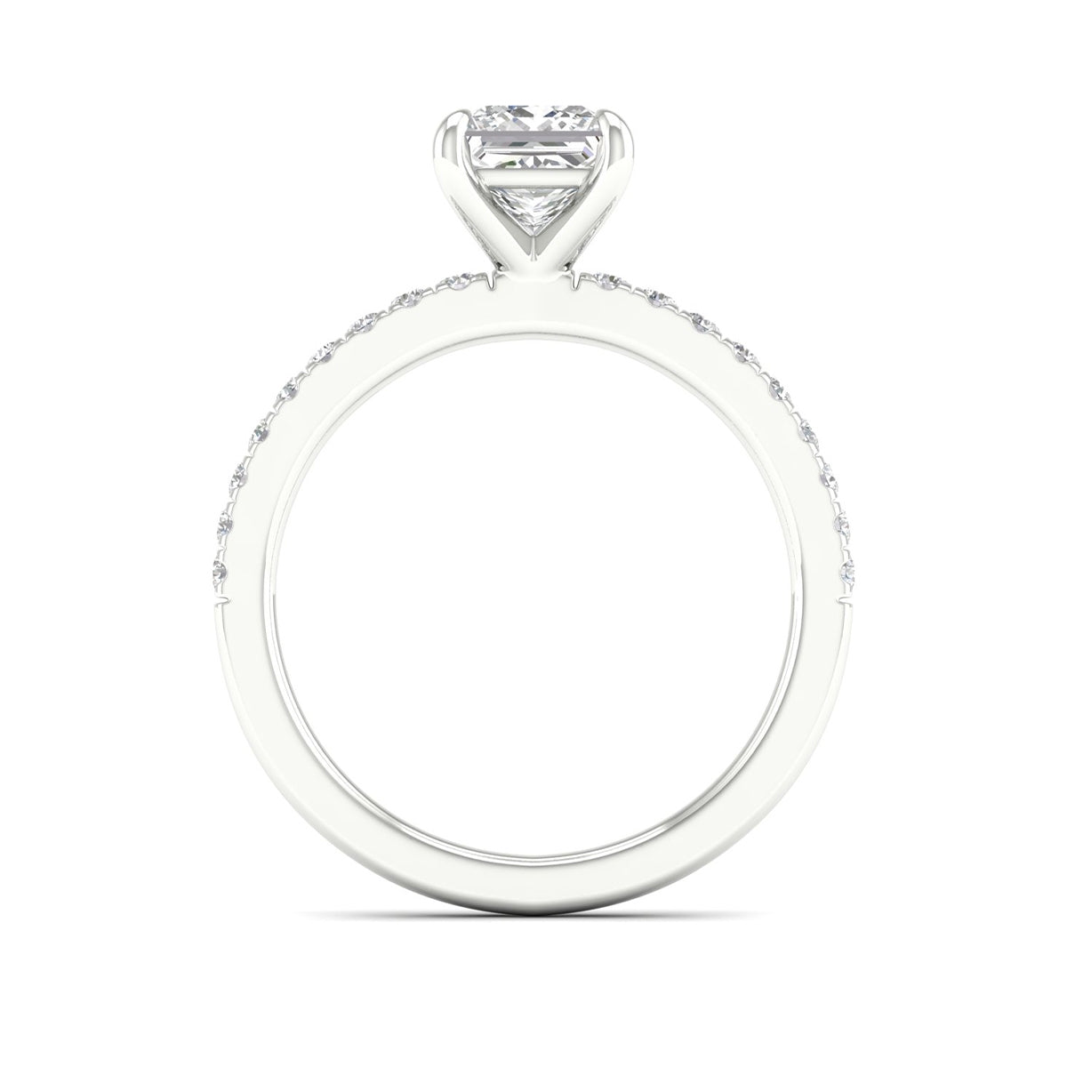 Natural 1-1/4 ct. tw. Princess Cut Diamond Engagement Ring in 14K White Gold close-up detail