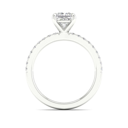 Natural 1-1/4 ct. tw. Princess Cut Diamond Engagement Ring in 14K White Gold close-up detail
