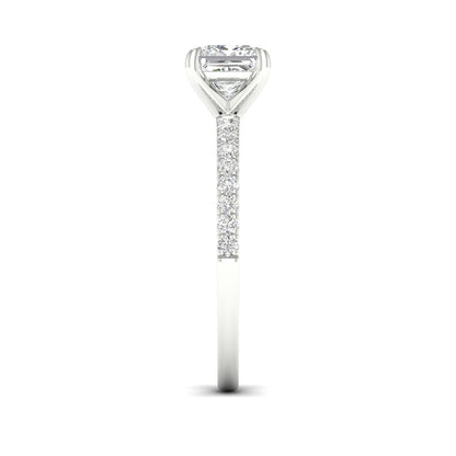 Natural 1-1/4 ct. tw. Princess Cut Diamond Engagement Ring in 14K White Gold side profile