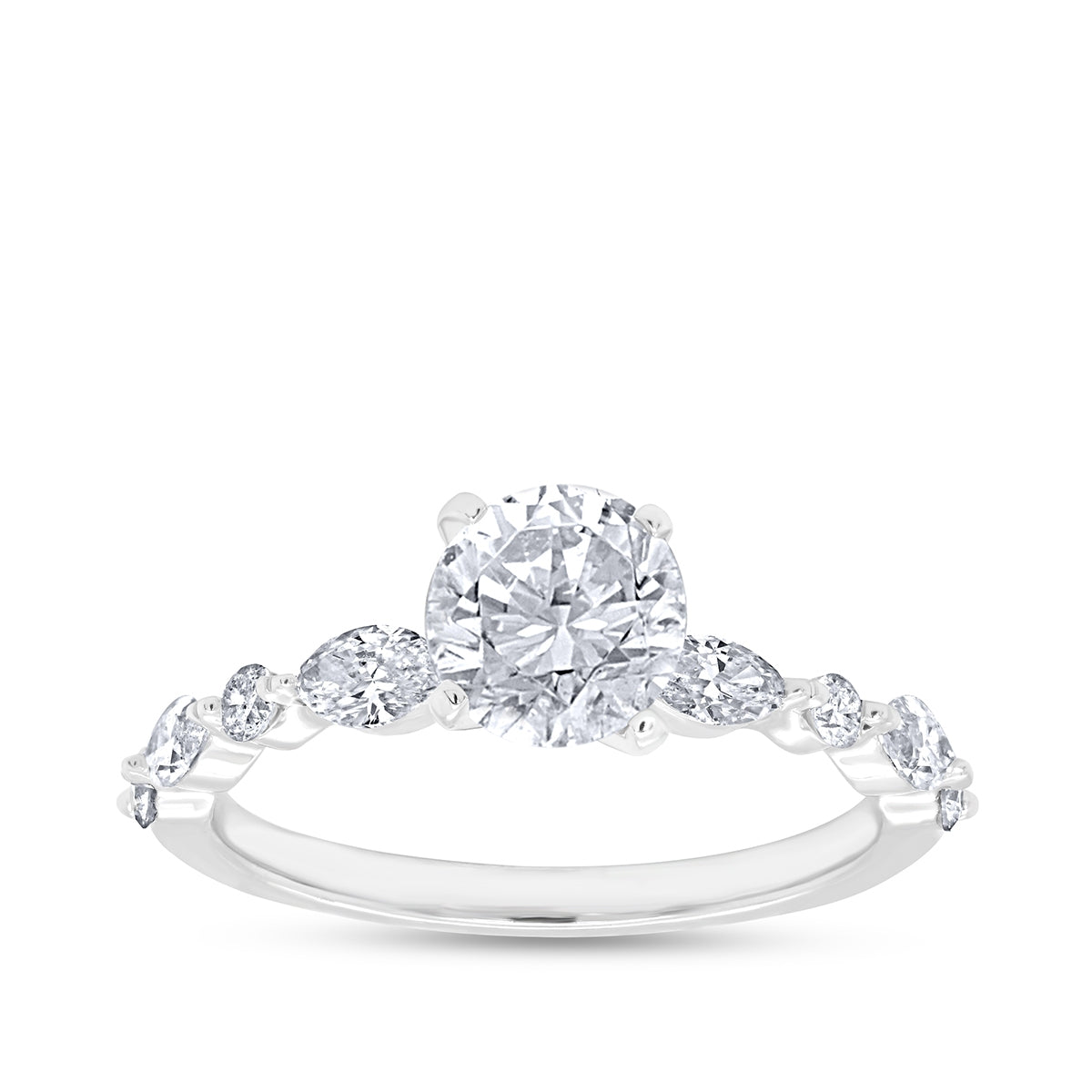 Noventa 1-1/2 ct. tw. Round & Marquise Diamond Engagement Ring in 14K White Gold