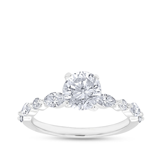 Noventa 1-1/2 ct. tw. Round & Marquise Diamond Engagement Ring in 14K White Gold