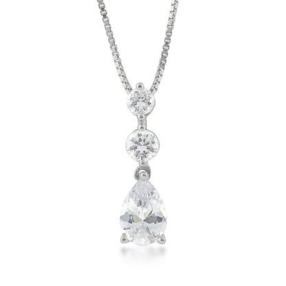 Adamante 3/4 ct. tw. Lab-Grown Pear & Round 3-Stone Diamond Drop Pendant in 14K White Gold