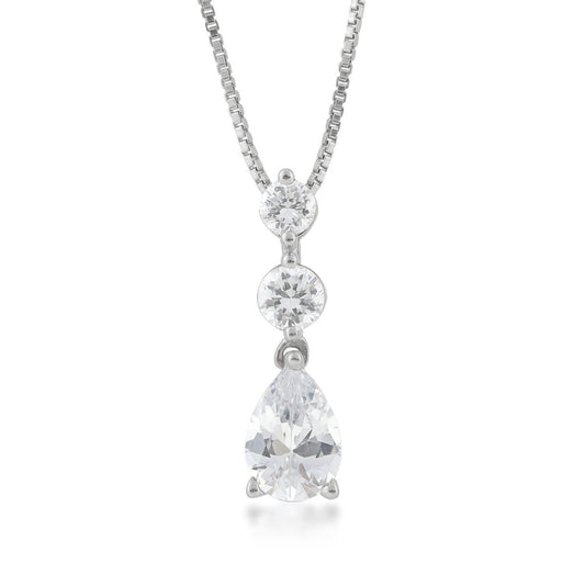 Adamante 3/4 ct. tw. Lab-Grown Pear & Round 3-Stone Diamond Drop Pendant in 14K White Gold