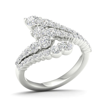 Adamante 1-1/2 ct. tw. Lab-Grown Diamond Graduated Two Row Bypass Ring in 14K White Gold front view