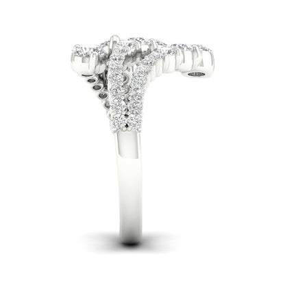 Adamante 1-1/2 ct. tw. Lab-Grown Diamond Graduated Two Row Bypass Ring in 14K White Gold close-up detail