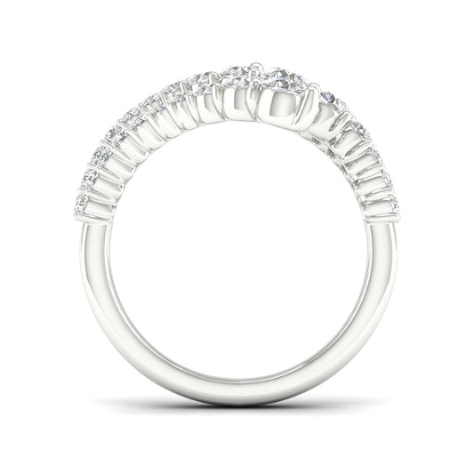Adamante 1-1/2 ct. tw. Lab-Grown Diamond Graduated Two Row Bypass Ring in 14K White Gold side profile