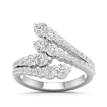 Adamante 1-1/2 ct. tw. Lab-Grown Diamond Graduated Two Row Bypass Ring in 14K White Gold
