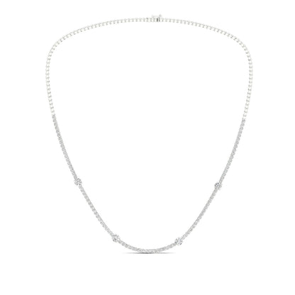 Adamante 6 ct. tw. Lab-Grown Round Diamond 18-inch Tennis Necklace in 14K White Gold close-up detail